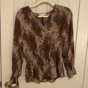 Counterparts Brown, Tan, Black, and Blue Blouse